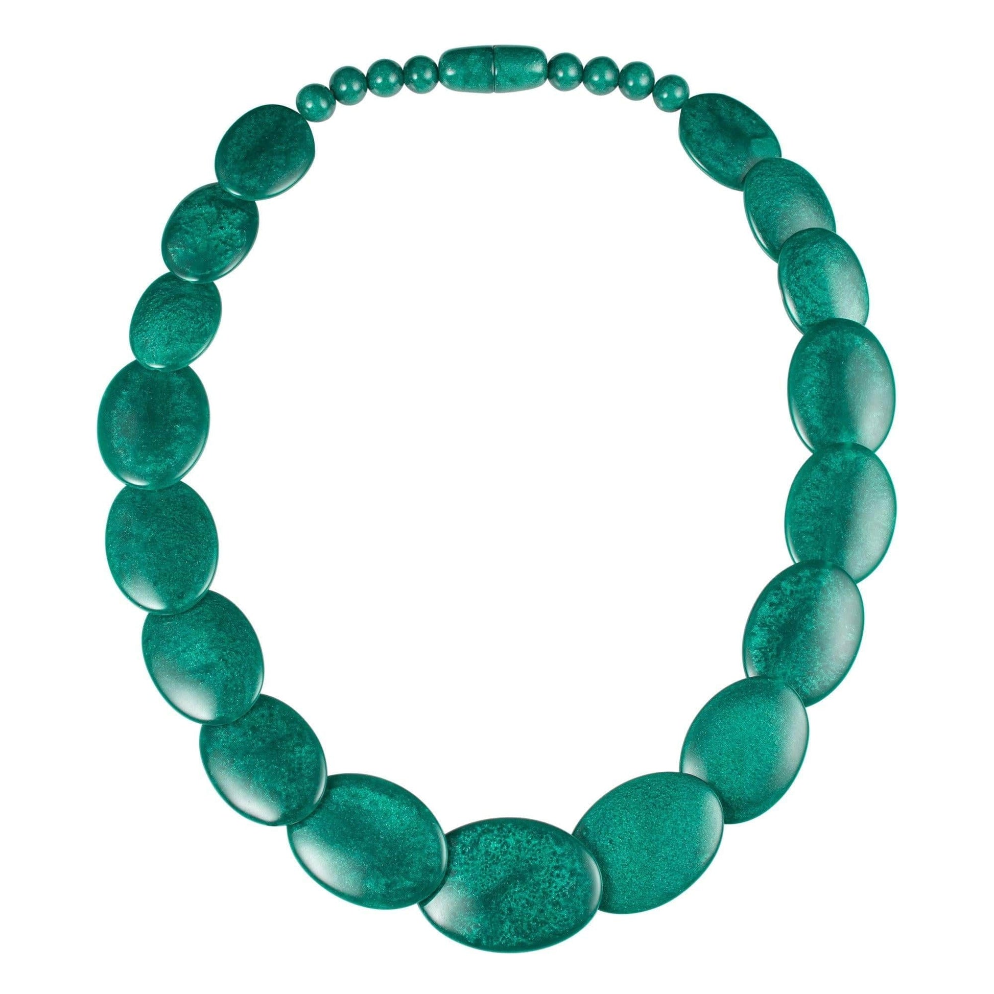 Long Dark Green Chunky Statement Necklace for Women - namana.london