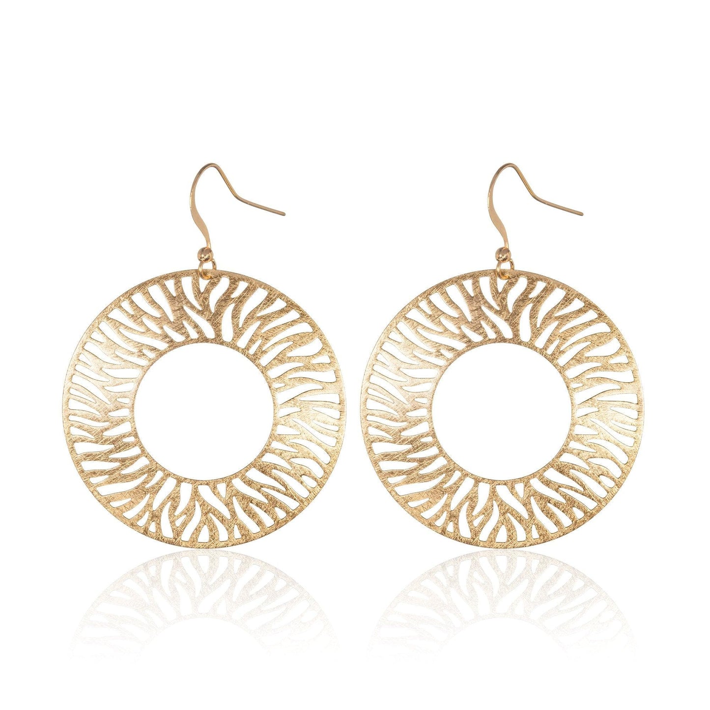 Large Gold Zebra Cut Dangle Earrings for Women - namana.london