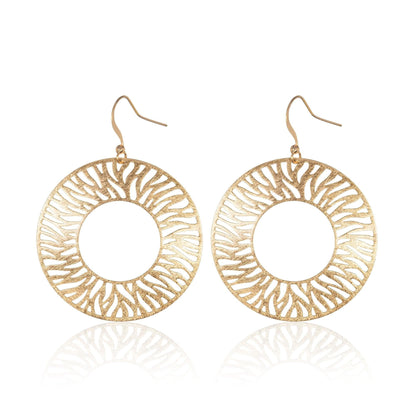 Large Gold Zebra Cut Dangle Earrings for Women - namana.london