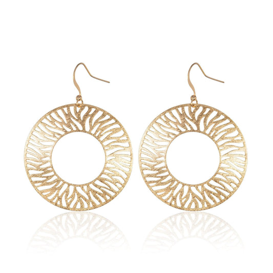 Large Gold Zebra Cut Dangle Earrings for Women - namana.london