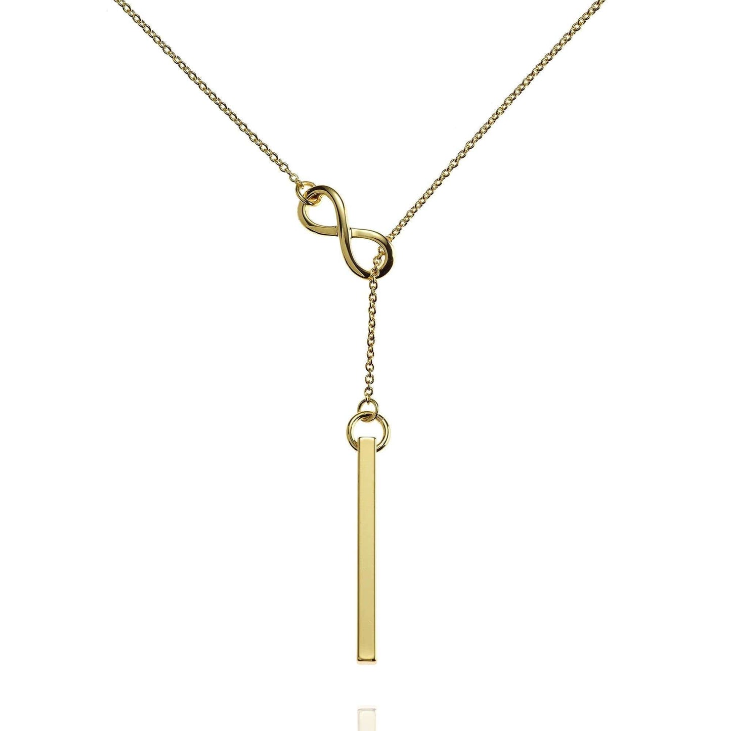 Gold Infinity Y Necklace. Gold Lariat Necklace with a Vertical Bar - namana.london