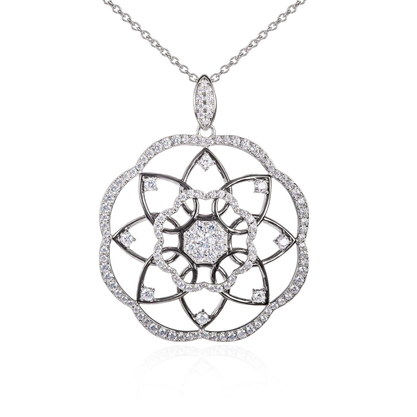 925 Sterling Silver Large Mandala Pendant Necklace for Women - namana.london