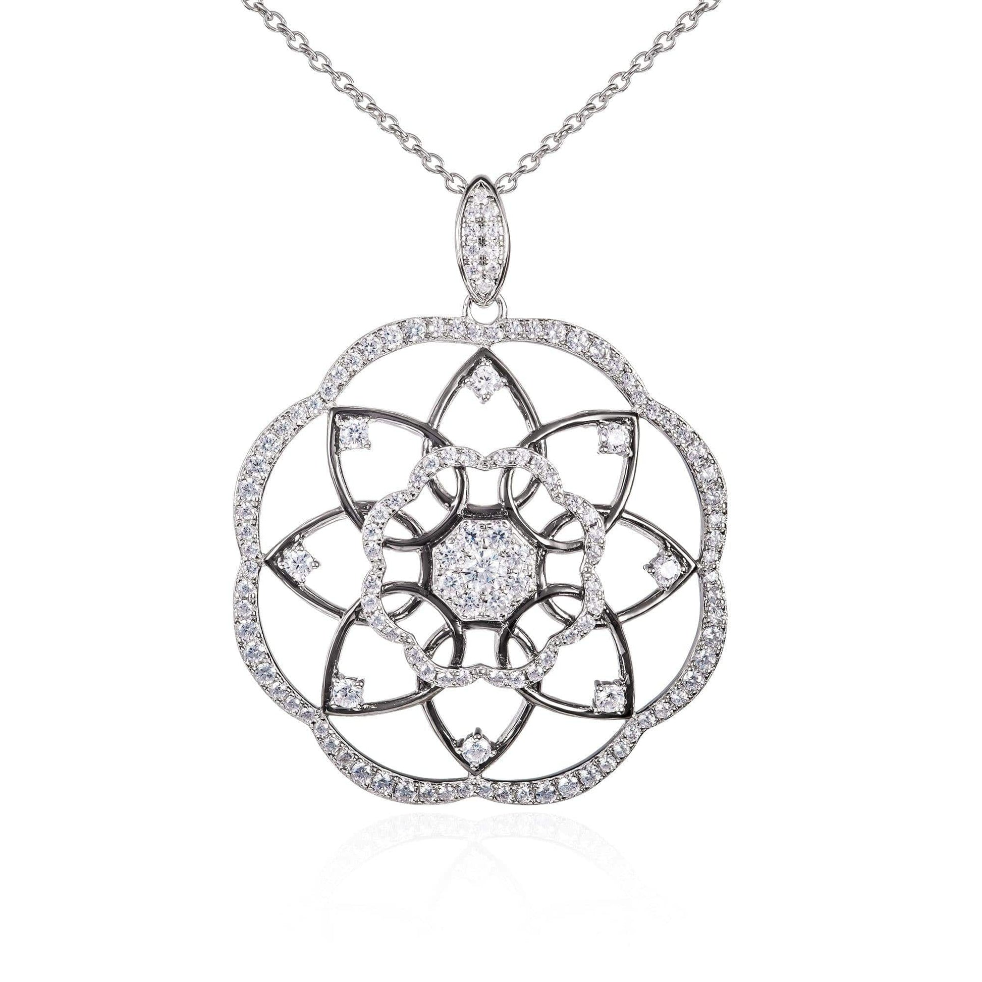925 Sterling Silver Large Mandala Pendant Necklace for Women - namana.london