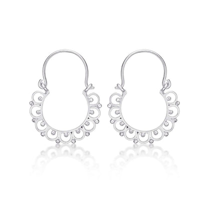925 Sterling Silver Small Tribal Hoop Earrings for Women - namana.london