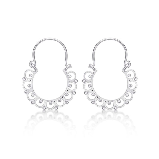 925 Sterling Silver Small Tribal Hoop Earrings for Women - namana.london