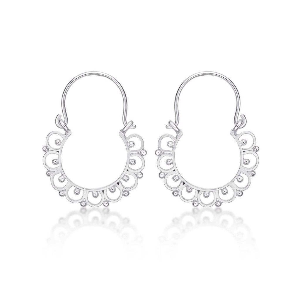 925 Sterling Silver Small Tribal Hoop Earrings for Women - namana.london