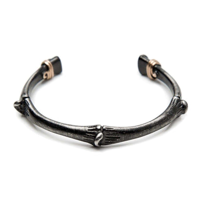 Stainless Steel Cuff Bangle for Men in a Bone Design - namana.london