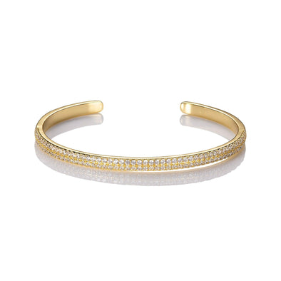 Gold Bangle Bracelet for Women with Cubic Zirconia - namana.london