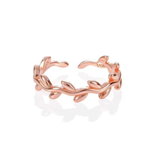 Adjustable Rose Gold Leaf Toe Ring for Women - namana.london