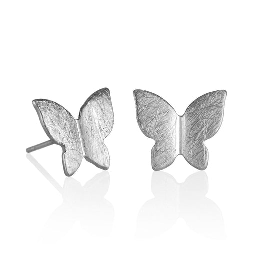 Butterfly Stud Earrings with Brushed Finish - namana.london