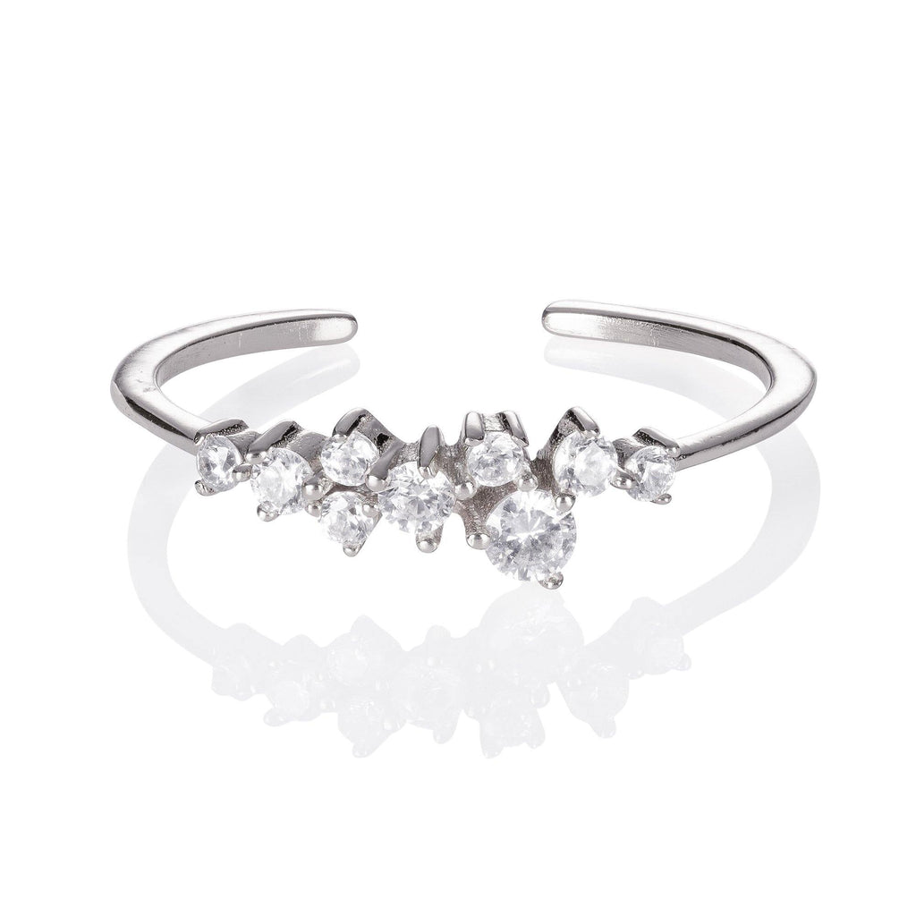 Adjustable Sterling Silver Ring for Women with Cubic Zirconia Stones - namana.london