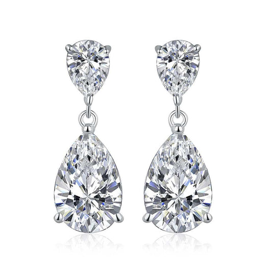 925 Sterling Silver Drop Earrings with Cubic Zirconia Stones - namana.london