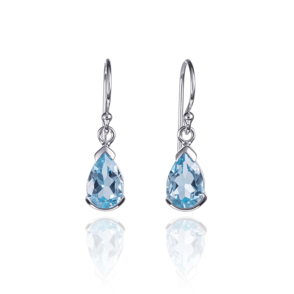 925 Sterling Silver Drop Earrings with Blue Topaz Gemstones - namana.london