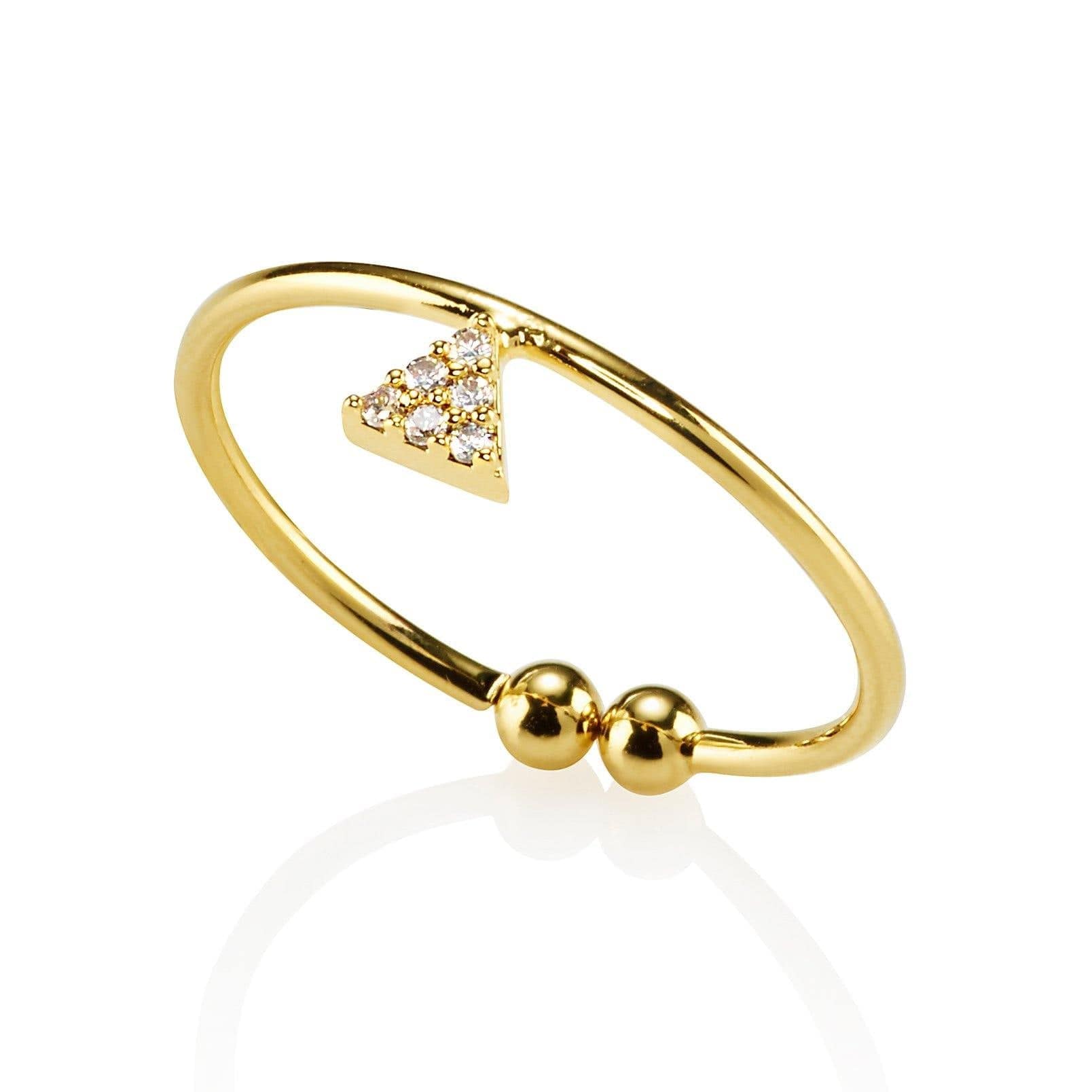 Dainty Gold Triangle Ring for Women with Cubic Zirconia. - namana.london