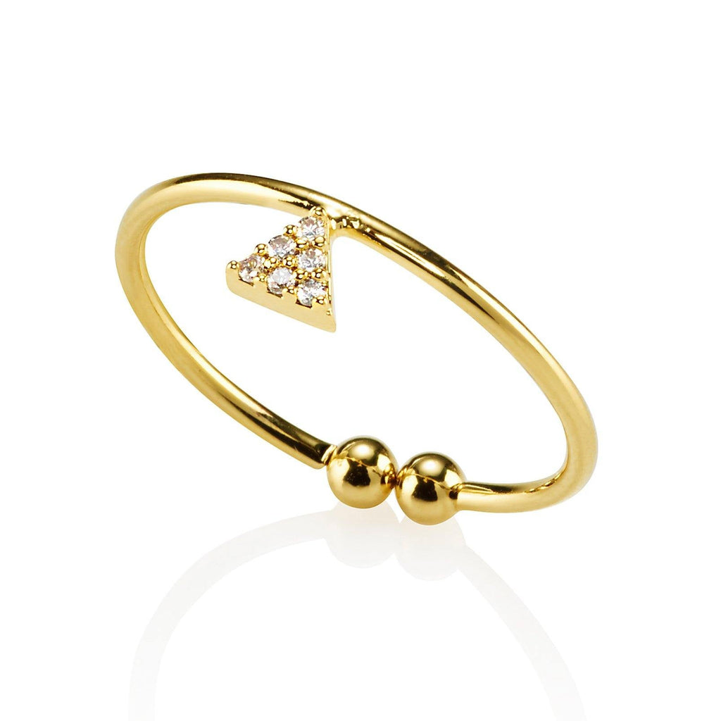 Dainty Gold Triangle Ring for Women with Cubic Zirconia.