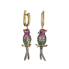 Gold Plated Sterling Silver Parrot Earrings for Women - namana.london