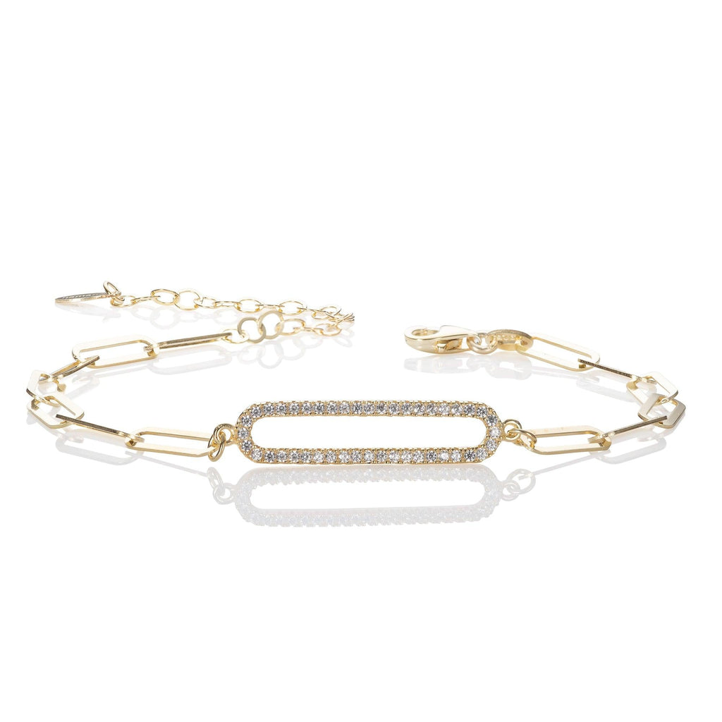 Gold Plated Link Chain Bracelet for Women with Cubic Zirconia Stones - namana.london