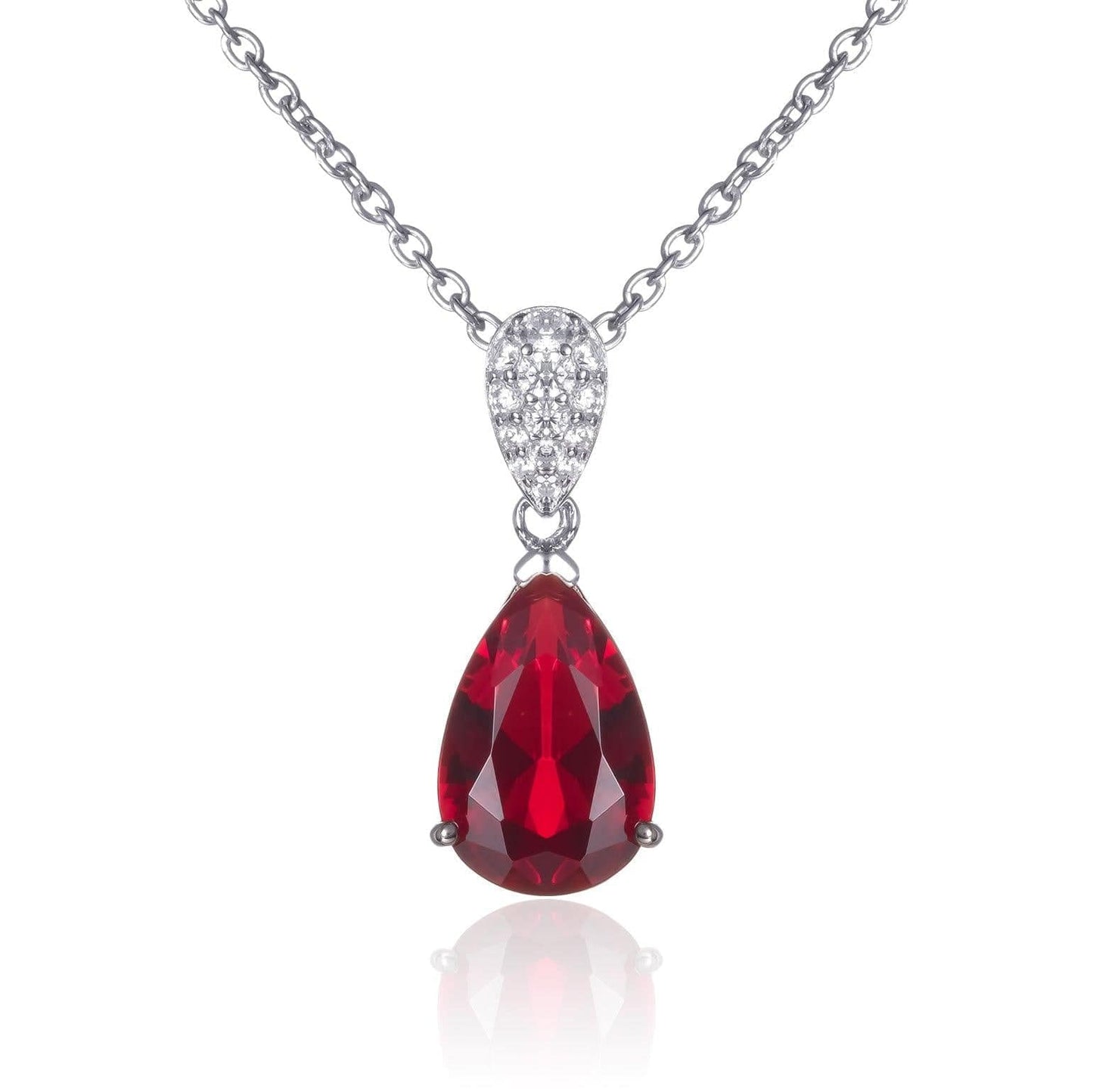 Sterling Silver Red Teardrop Pendant Necklace For Women - namana.london