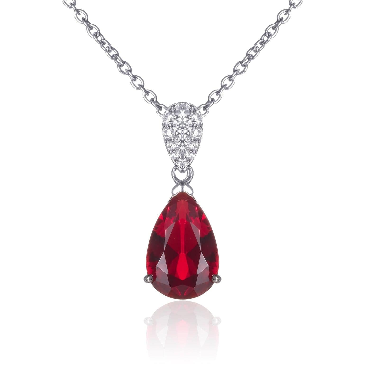 Sterling Silver Red Teardrop Pendant Necklace For Women - namana.london