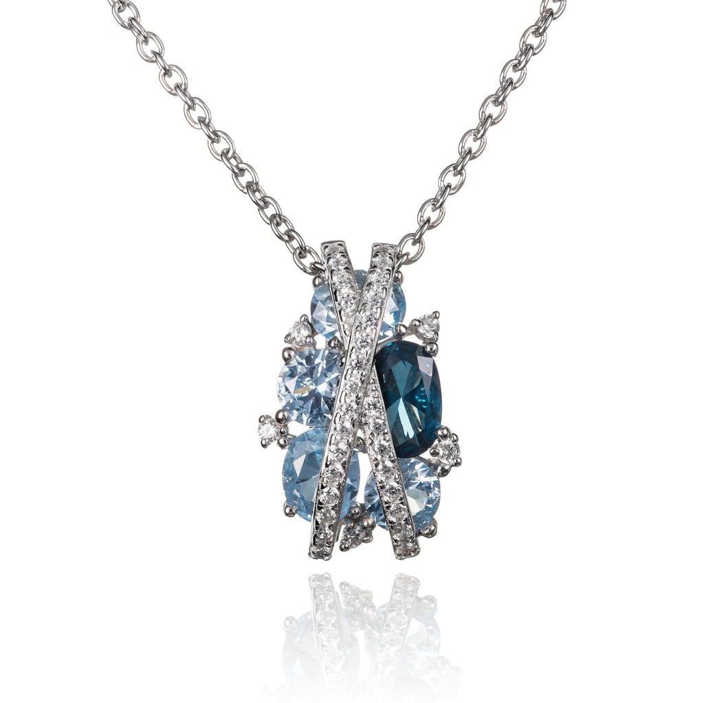 925 Sterling Silver Elegant Blue Pendant Necklace for Women