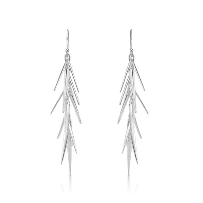 925 Sterling Silver Long Pine Dangle Earrings for Women - namana.london