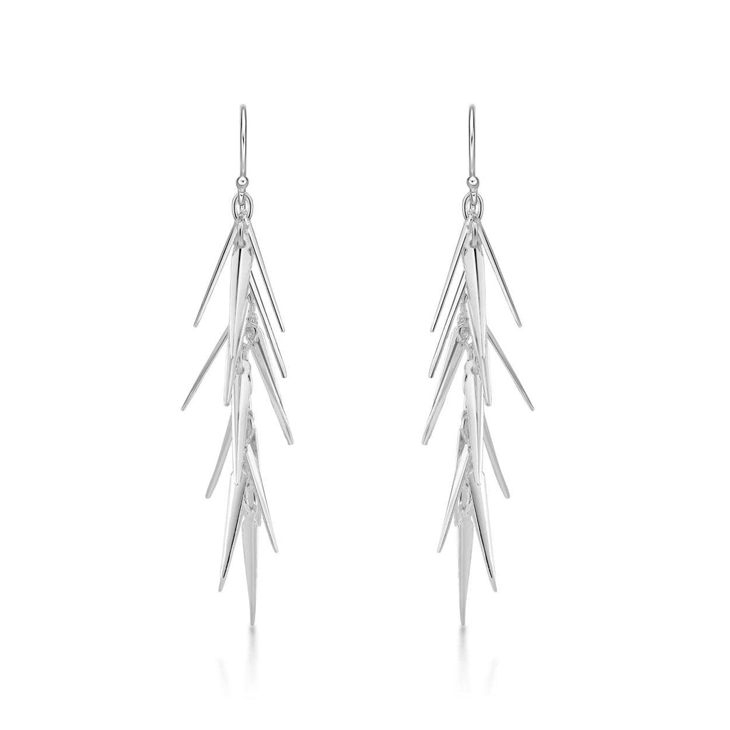 925 Sterling Silver Long Pine Dangle Earrings for Women - namana.london