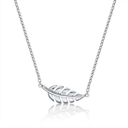 Sterling Silver Feather Pendant Necklace for Women - namana.london