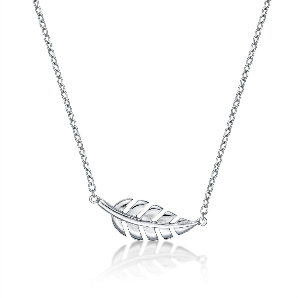 Sterling Silver Feather Pendant Necklace for Women