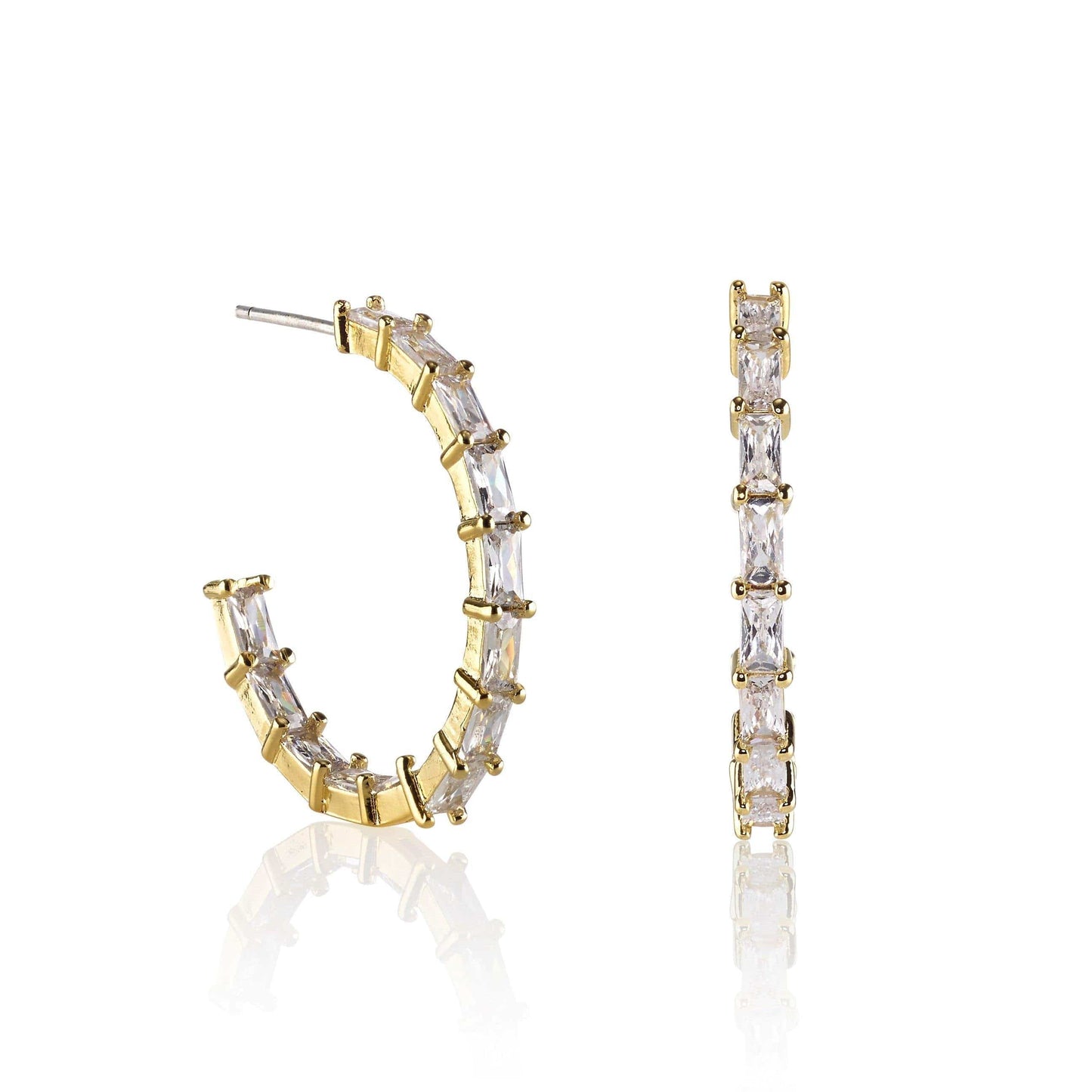 Gold Hoop Earrings for Women with Cubic Zirconia Stones - namana.london