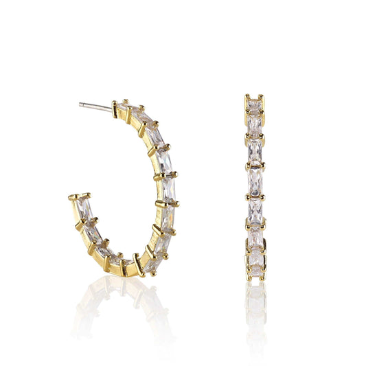 Gold Hoop Earrings for Women with Cubic Zirconia Stones - namana.london