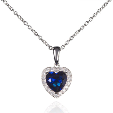 Sterling Silver Blue Heart Necklace for Women - namana.london