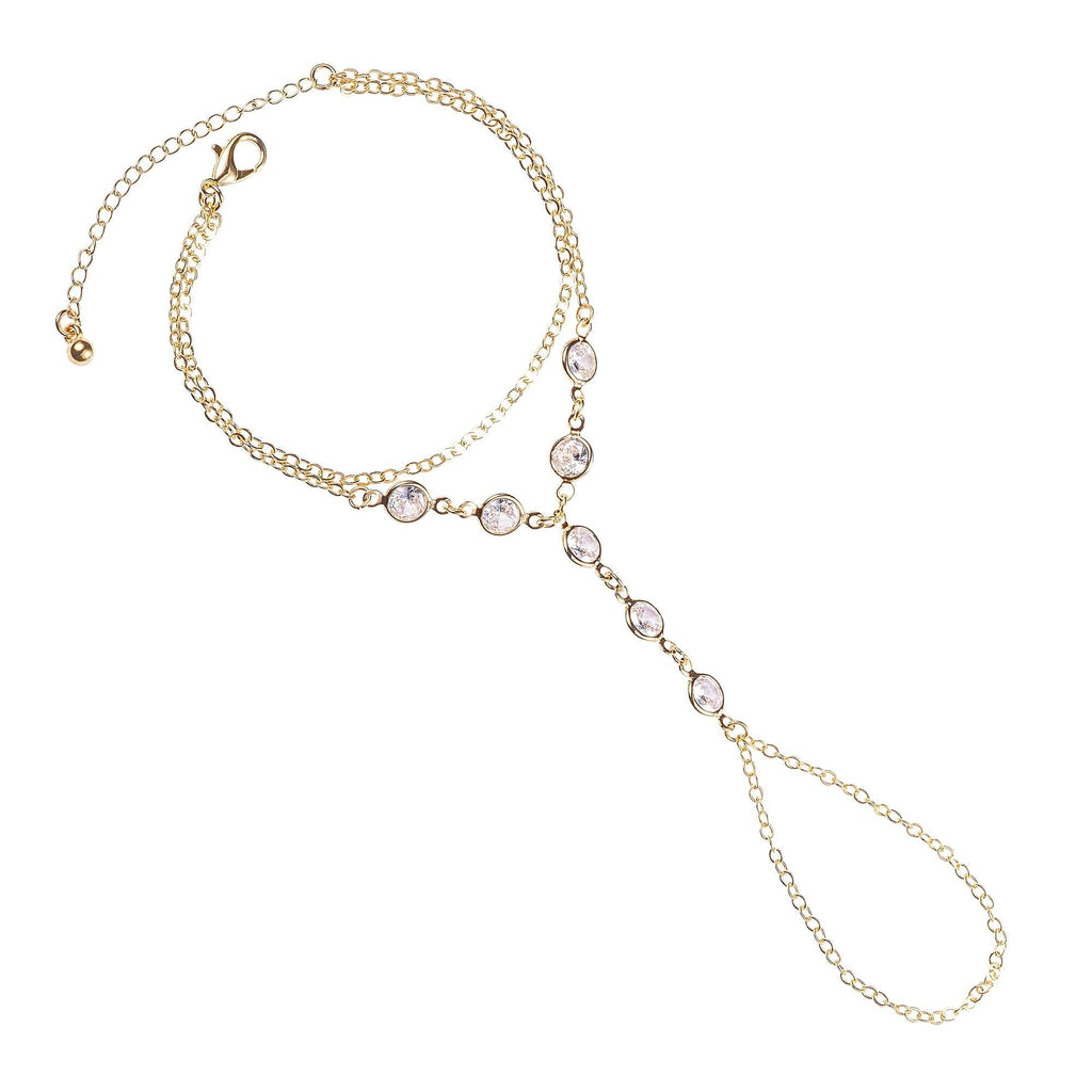 Gold Plated Hand and Ring Chain, Slave Bracelet for Women - namana.london