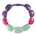 Chunky Green, Pink and Purple Statement Necklace for Women - namana.london