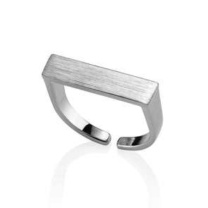 Adjustable Plain Silver Bar Ring for Women - namana.london