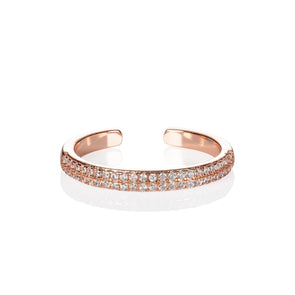 Adjustable Rose Gold Band Ring for Women with Cubic Zirconia Stones - namana.london