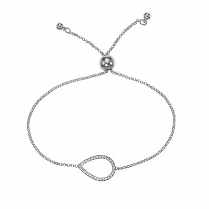 Adjustable Silver Pear Bracelet with Cubic Zirconia - namana.london