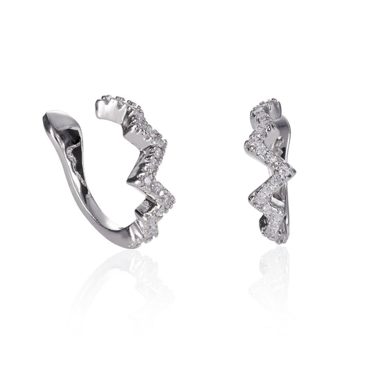 Pair of Silver Zig Zag Ear Cuff Earrings - namana.london