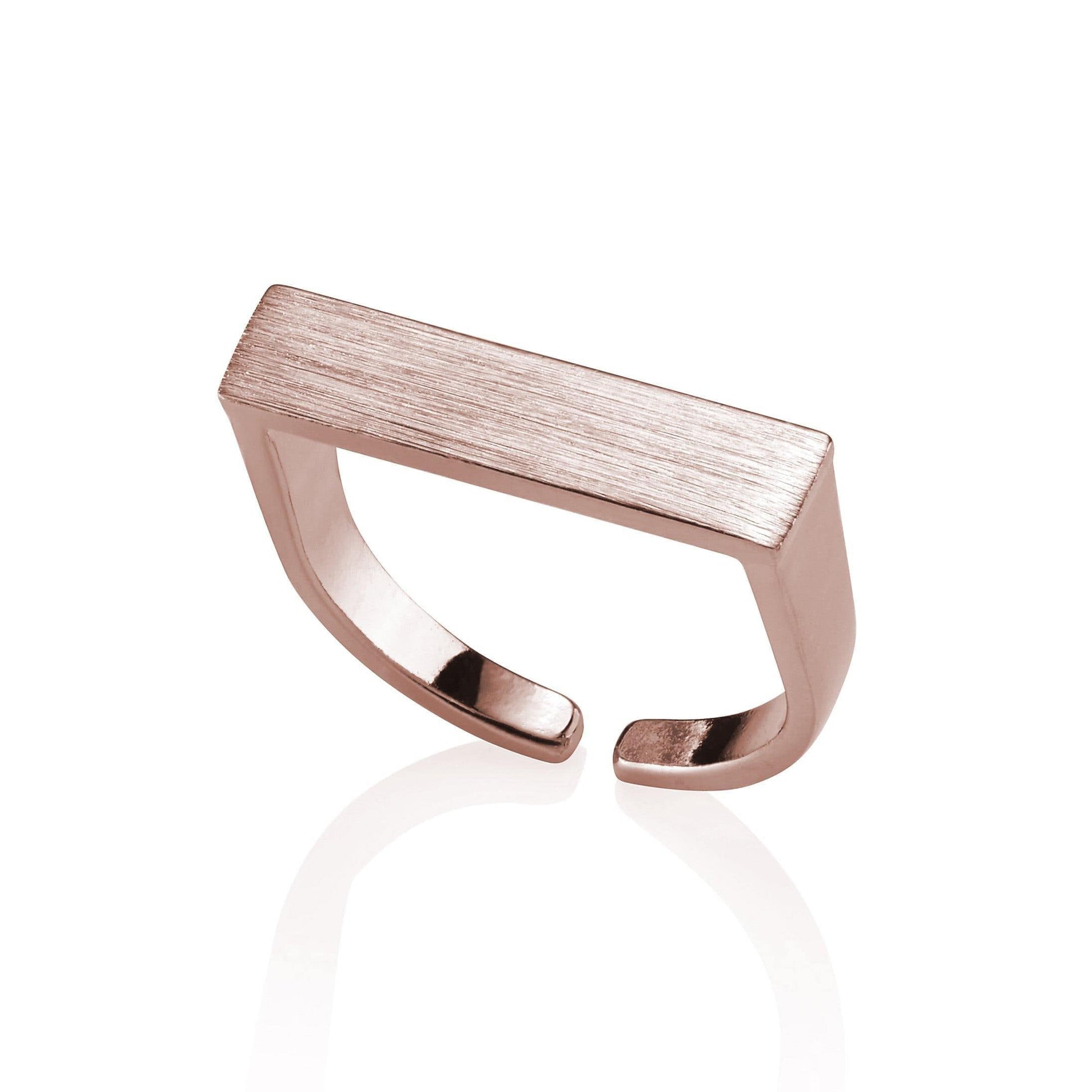 Rose Gold Ajdustable Plain Bar Ring for Women - namana.london