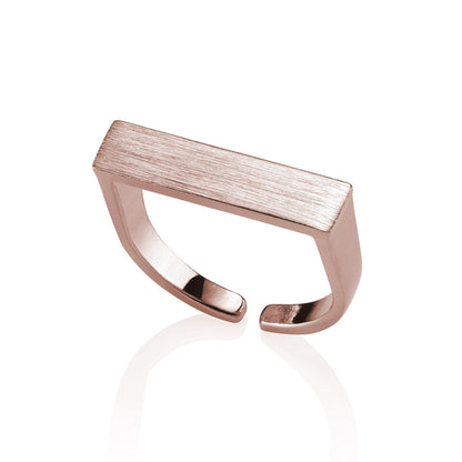 Rose Gold Ajdustable Plain Bar Ring for Women - namana.london