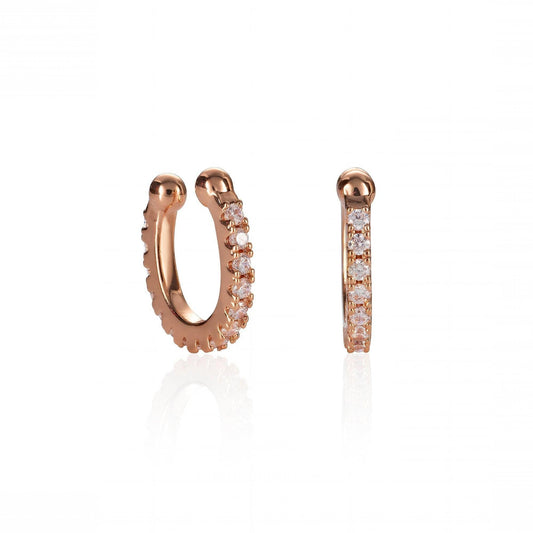 Pair of Rose Gold Ear Cuffs with Cubic Zirconia Stones - namana.london
