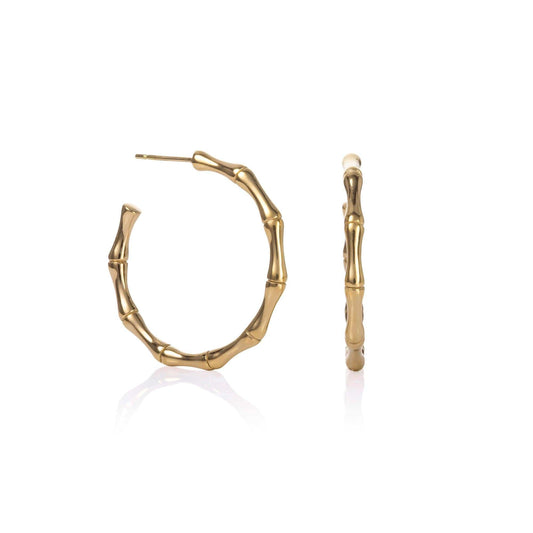 Gold Bamboo Hoop Earrings for Women - namana.london