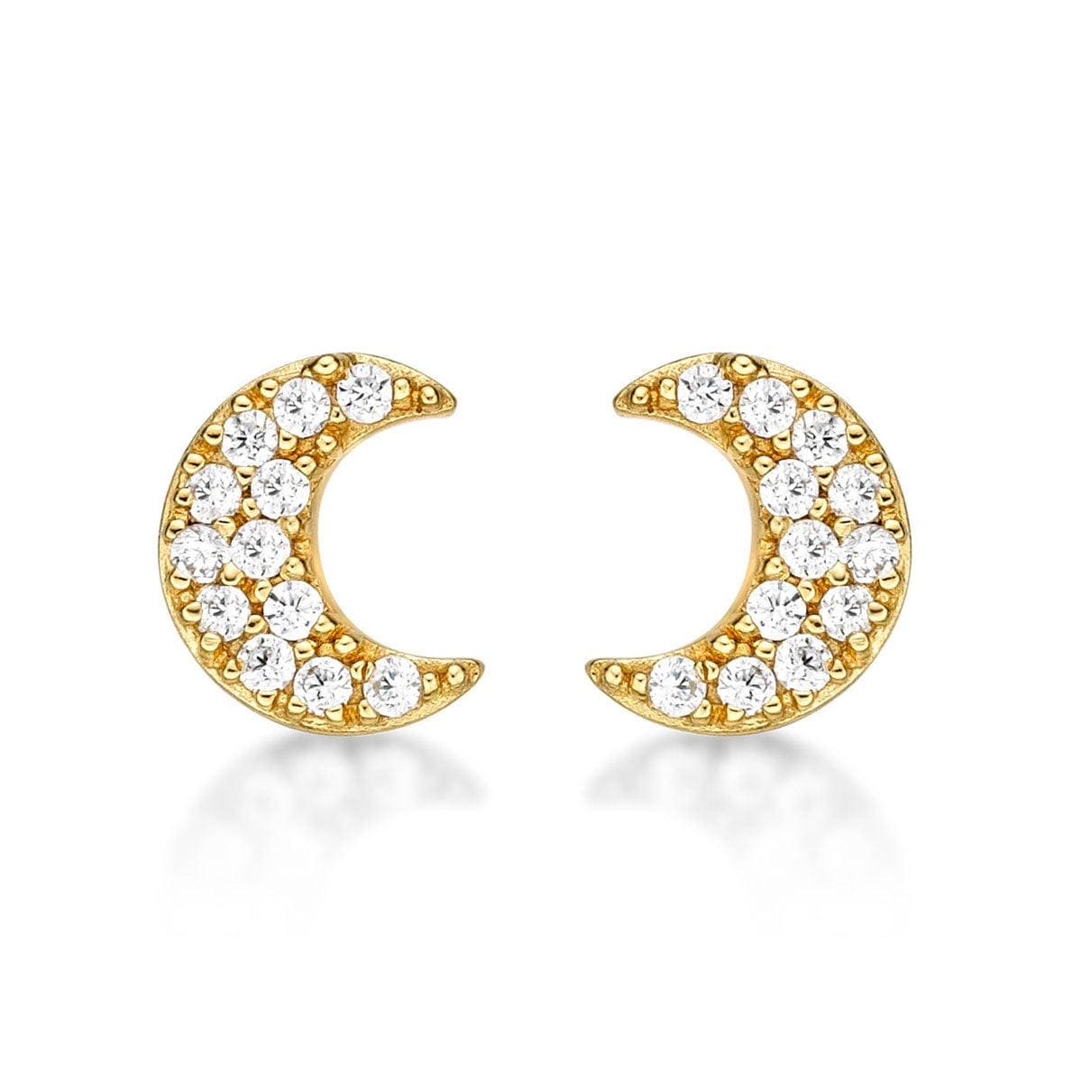 Gold Plated Moon Crescent Stud Earrings for Women - namana.london