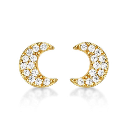 Gold Plated Moon Crescent Stud Earrings for Women - namana.london
