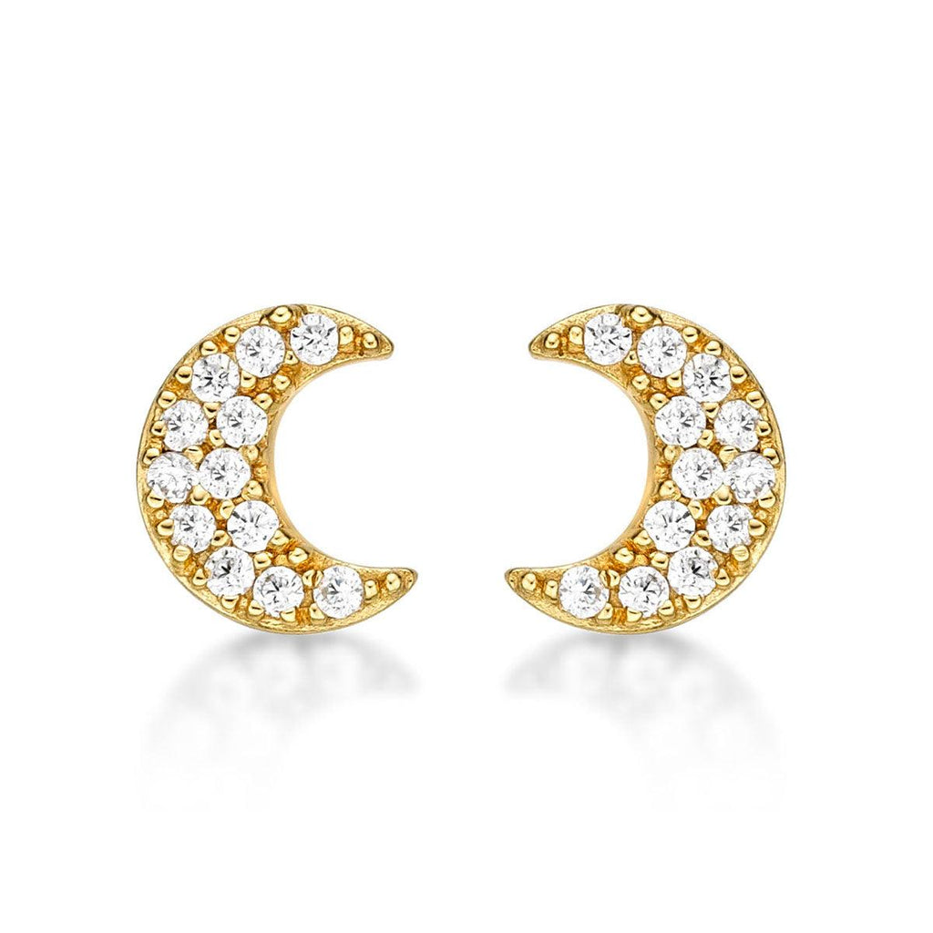 Gold Plated Moon Crescent Stud Earrings for Women
