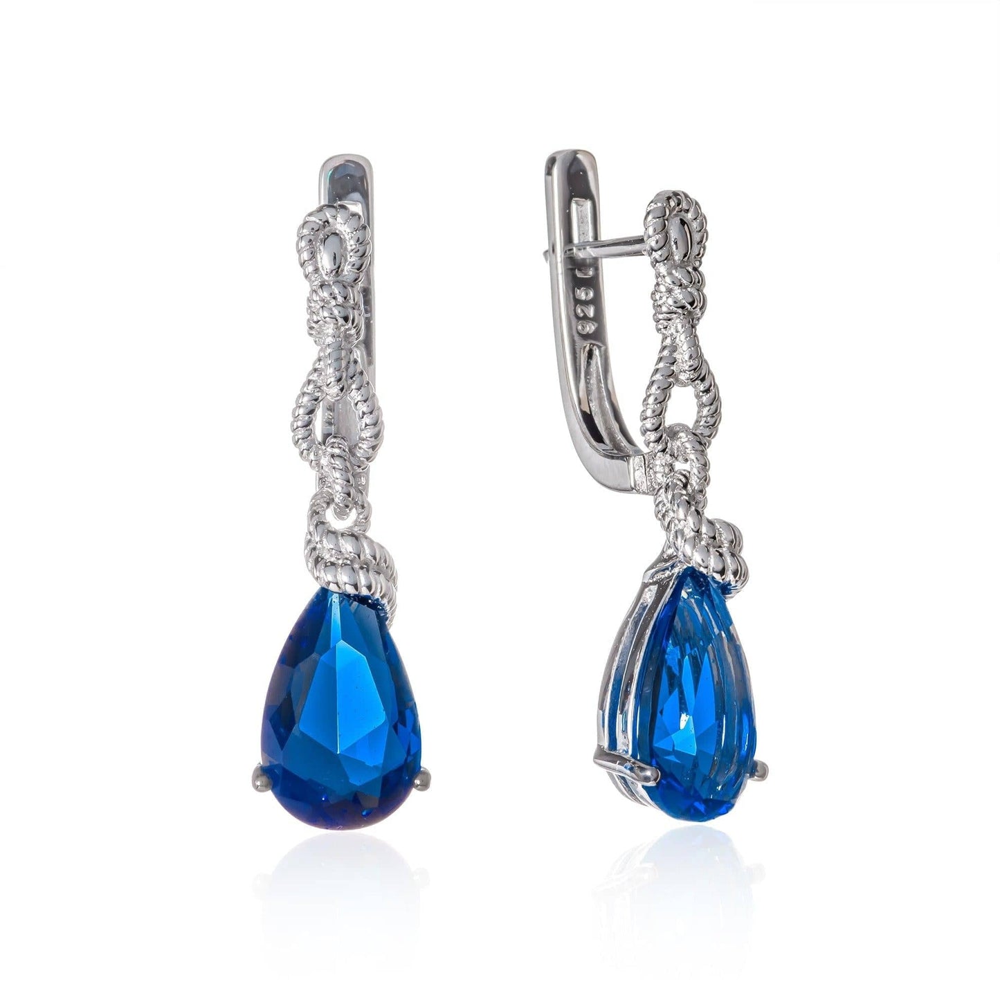 925 Sterling Silver Royal Blue Drop Earrings for Women - namana.london