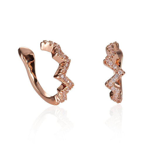 Pair of Rose Gold Zig Zag Ear Cuff Earrings - namana.london