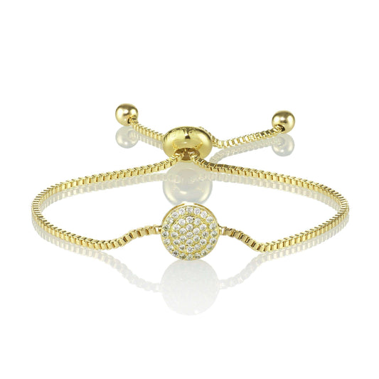 Gold Celestial Disc Bracelet with Cubic Zirconia Stones - namana.london