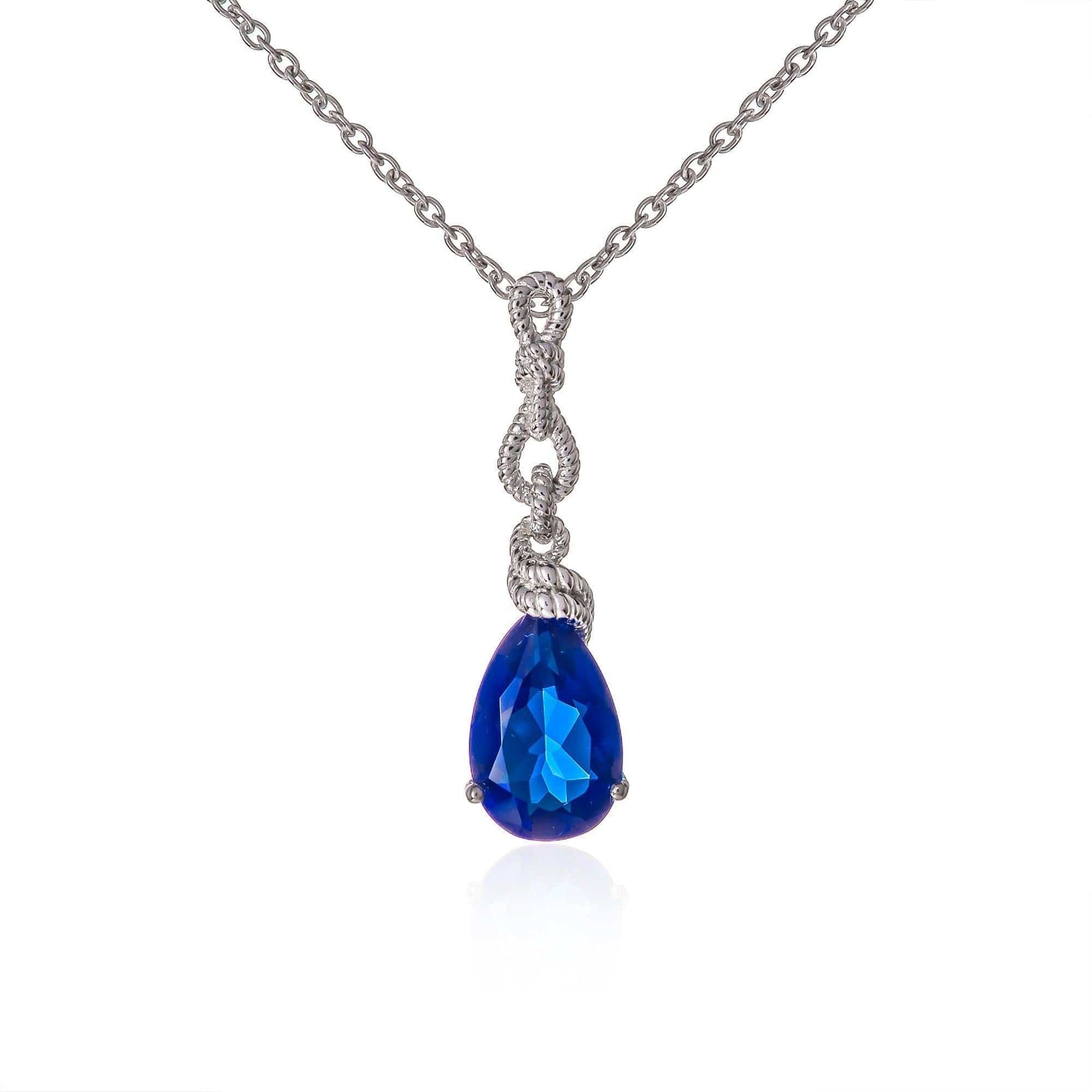 925 Sterling Silver Royal Blue Teardrop Pendant Necklace for Women - namana.london