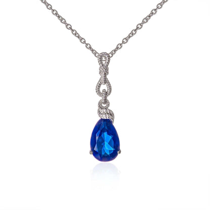 925 Sterling Silver Royal Blue Teardrop Pendant Necklace for Women - namana.london