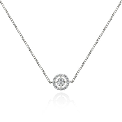 Sterling Silver Target Pendant Necklace with Cubic Zirconia Stones - namana.london